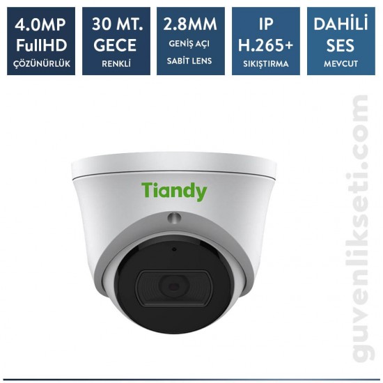 Tiandy TC-C34XS 4 MP SESLİ Starlight IP Dome Kamera